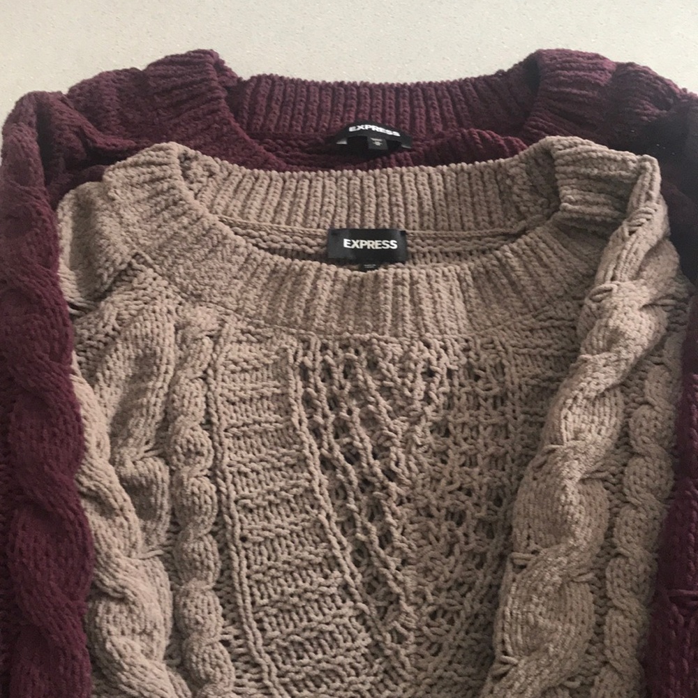 2 Express cable knit chenille sweaters